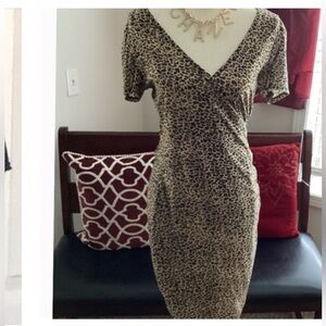 wrap look animal print dress euc